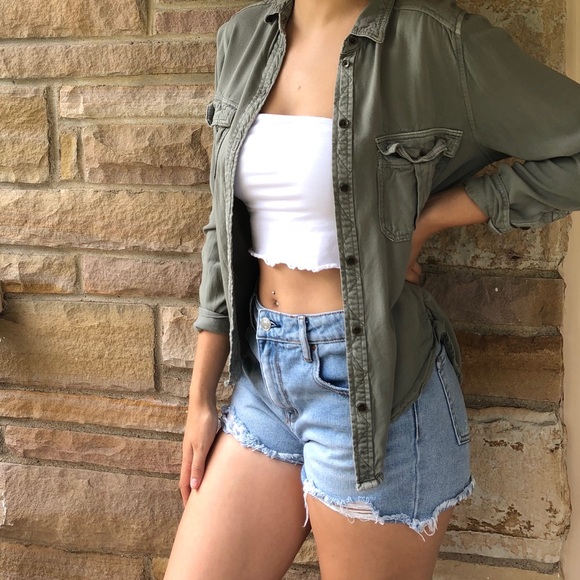 American Eagle Outfitters Tops - American Eagle Army Button Up Shirt